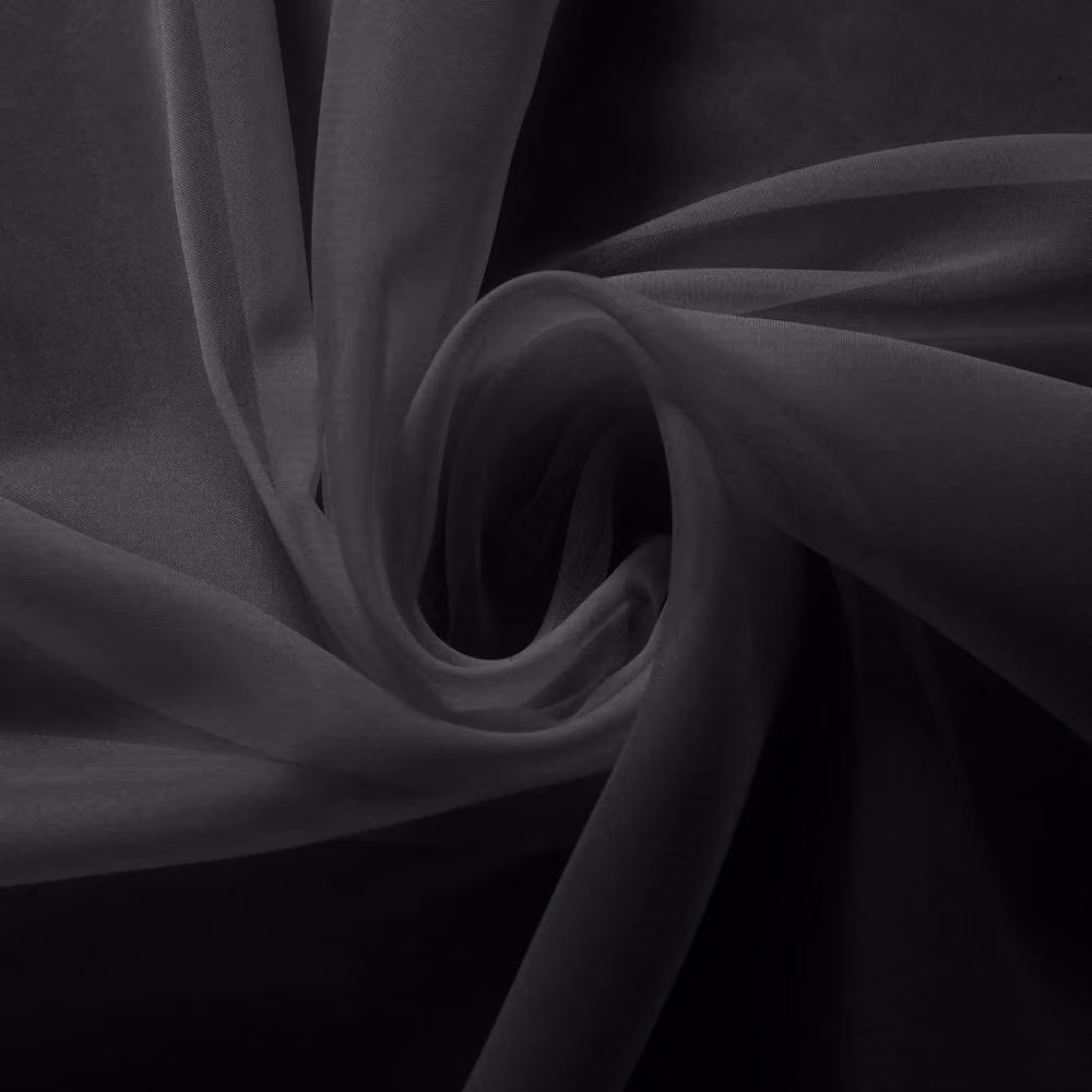 Luxury Living Black Voile Tab Top Curtain Pair with Crystal Tie Backs, Width: 145 cm, Drop: 137 cm – 4