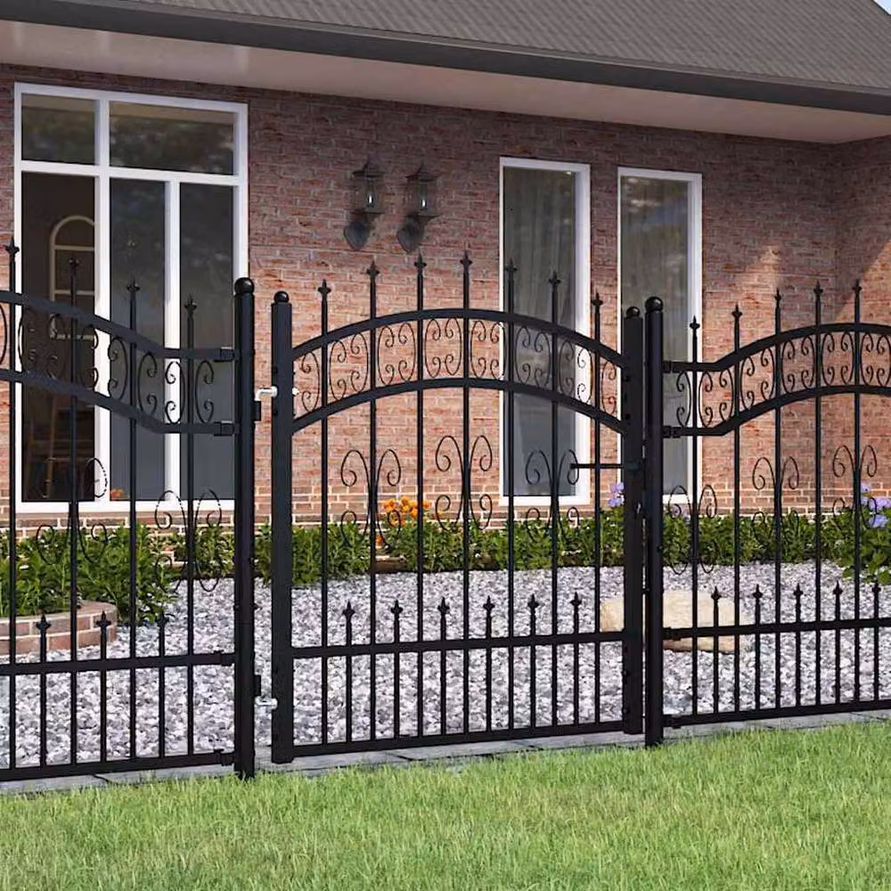 Berkfield Home Spear Top Fence Gate, Black Powder-coated Steel, W: 103 cm, H: 150 cm – 2
