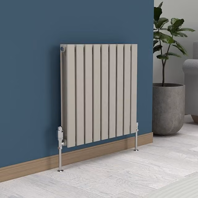 Lux Heat Flat Horizontal Double Radiator in Dune Grey, W: 60.0 cm, H: 63.0 cm