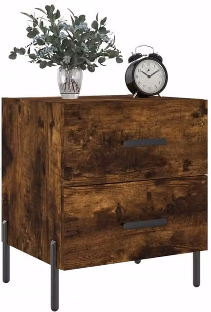 Berkfield Home Modern Bedside Cabinets, 2 Piece Set in Smoked Oak Brown, W/D/H: 40 x 35 x 47.5 cm – 1