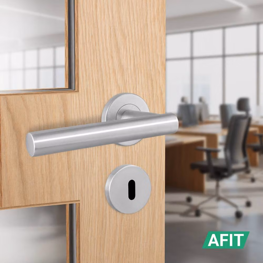 AFIT Satin Silver T-Bar Lever Rose Door Handles with Key Lock and Hinge Kit, W/D/H: 150 x 150 x 64 mm – 4