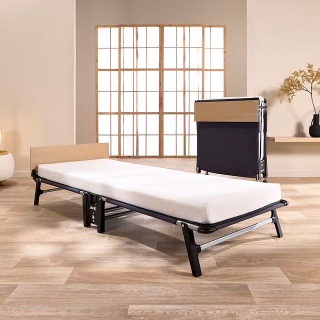 Jay-Be QM80 Quick Folding Bed with Memory Foam Mattress, Single, Black, W/D/H: 90 x 190 cm