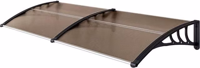NESTLUNE Brown Outdoor Curved Window Porch Canopy Awning, W: 100 cm, D: 15 cm, H: 15 cm