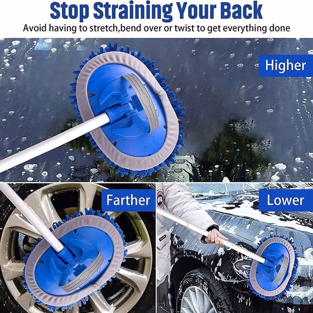 NESTLUNE Telescopic Adjustable Car Wash Mop in Blue, W: 15 cm, H: 100 cm – 4