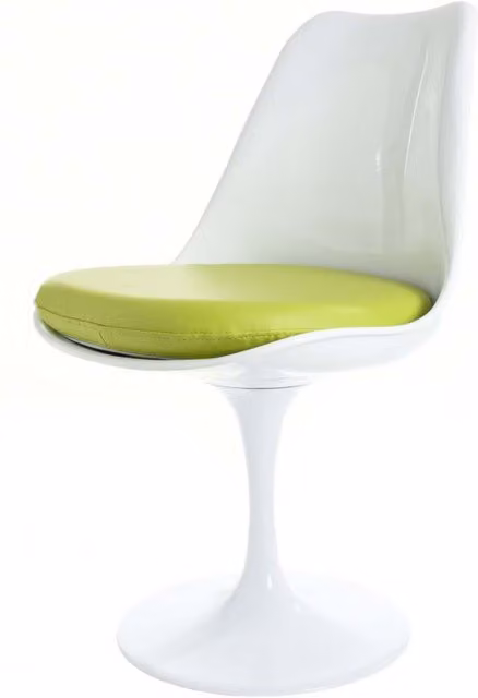 Fusion Living Modern Swivel Dining Chair in White and Green with Synthetic Leather Cushion
