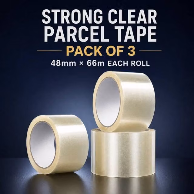 SPETLEK 3-Pack Heavy Duty Clear Parcel Tape, 48 mm x 66 m – 1