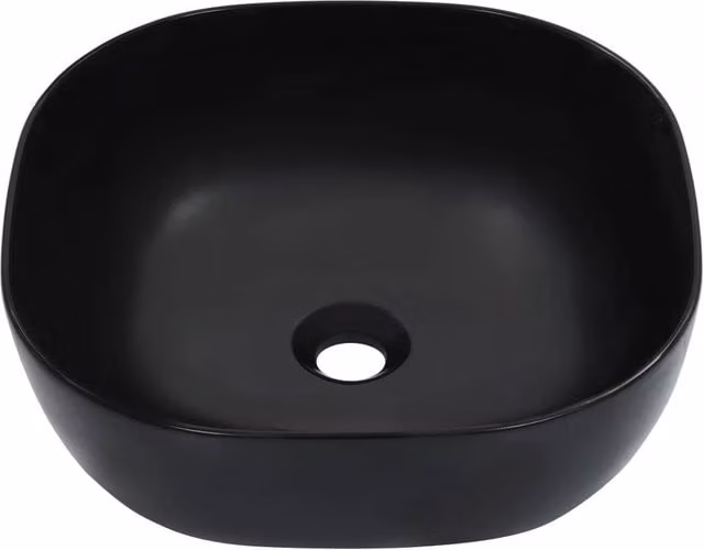 Berkfield Home Square Ceramic Countertop Wash Basin, Black, W/D/H: 42.5 x 42.5 x 14.5 cm