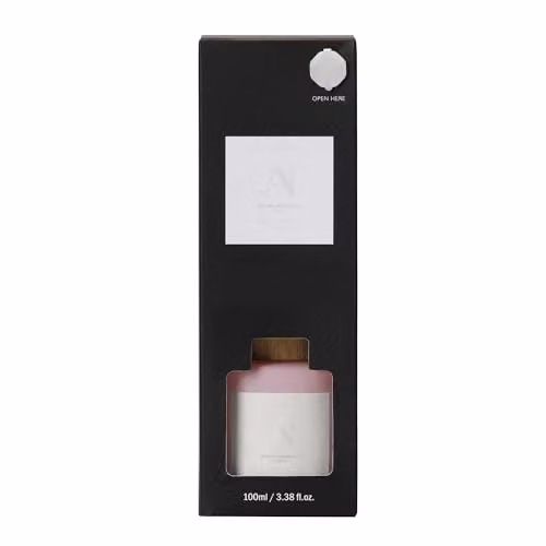 Aroma Naturals Pink Cherry and Vanilla Reed Diffuser, 100ml, Pink Frosted Glass Vessel