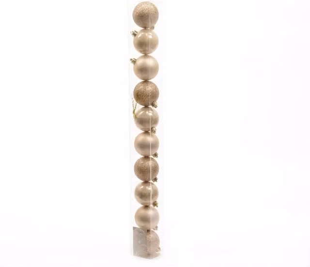 Kaemingk Shatterproof Round Christmas Baubles in Beige