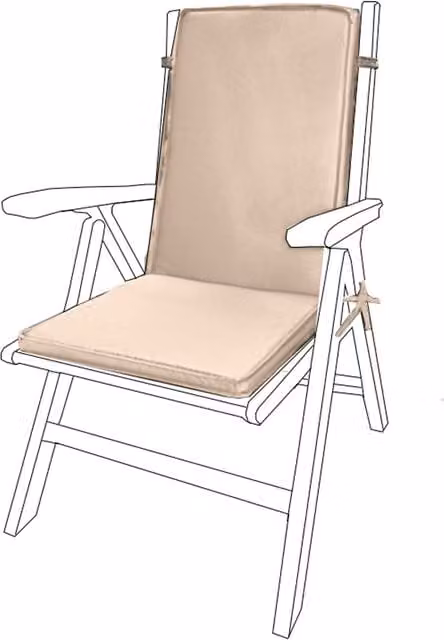 Gardenista High Back Outdoor Garden Dining Chair Cushion with Ties in Beige