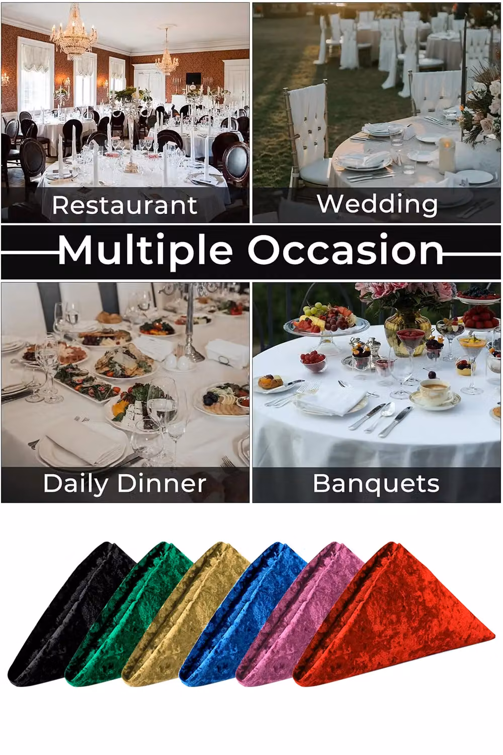 Neel Blue Diamond Red Velvet Napkin with Hemmed Edges, W/D: 50.8 x 50.8 cm – 4
