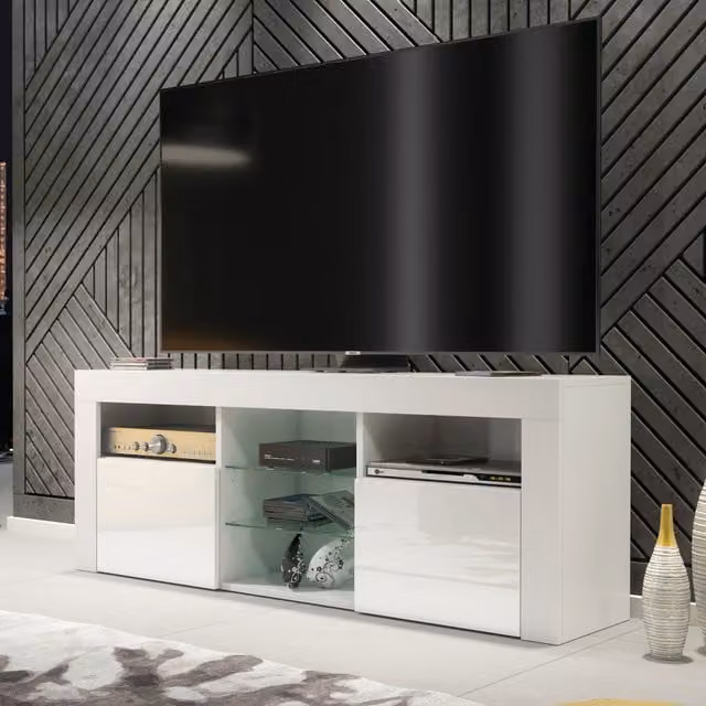 Creative Furniture Modern White High Gloss TV Unit W: 145 cm, H: 53 cm, D: 35 cm – 1