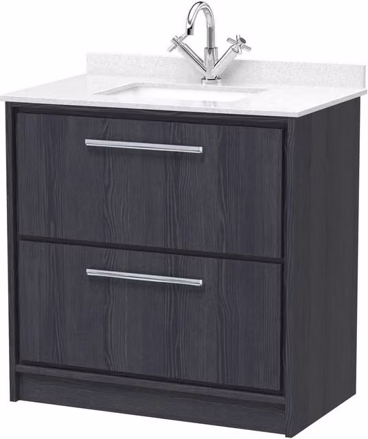 Balterley Longnor 2 Drawer Vanity Basin Unit, Graphite Grey, Width: 80 cm