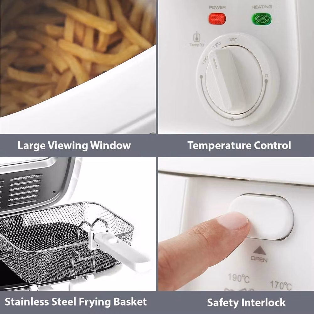 Kelvenix White 2.5L Electric Deep Fat Fryer with Non-Stick Coating – 3