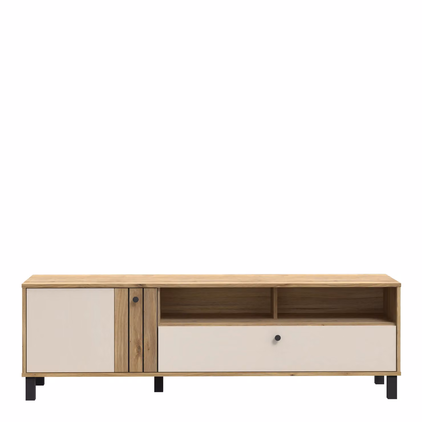 Furniture To Go Grafton Industrial TV Unit in Cream and Oak with Soft Close Drawers and Media Compartments – 2