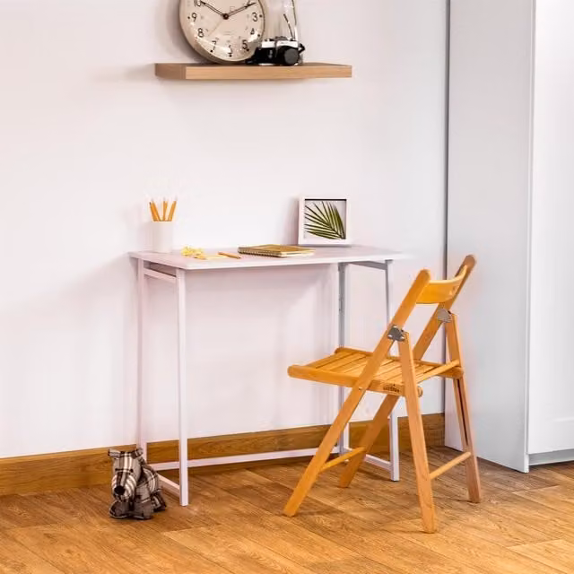 Harbour Housewares Deluxe Wooden Folding Computer Desk in Purple and White