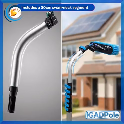 IGAD 28ft Telescopic Water-Fed Window Cleaning Pole Kit in Blue with Brush, Squeegee, Cobweb Duster and Soap Dispenser for Solar Panels, Conservatories, Gutters and High Windows – 4