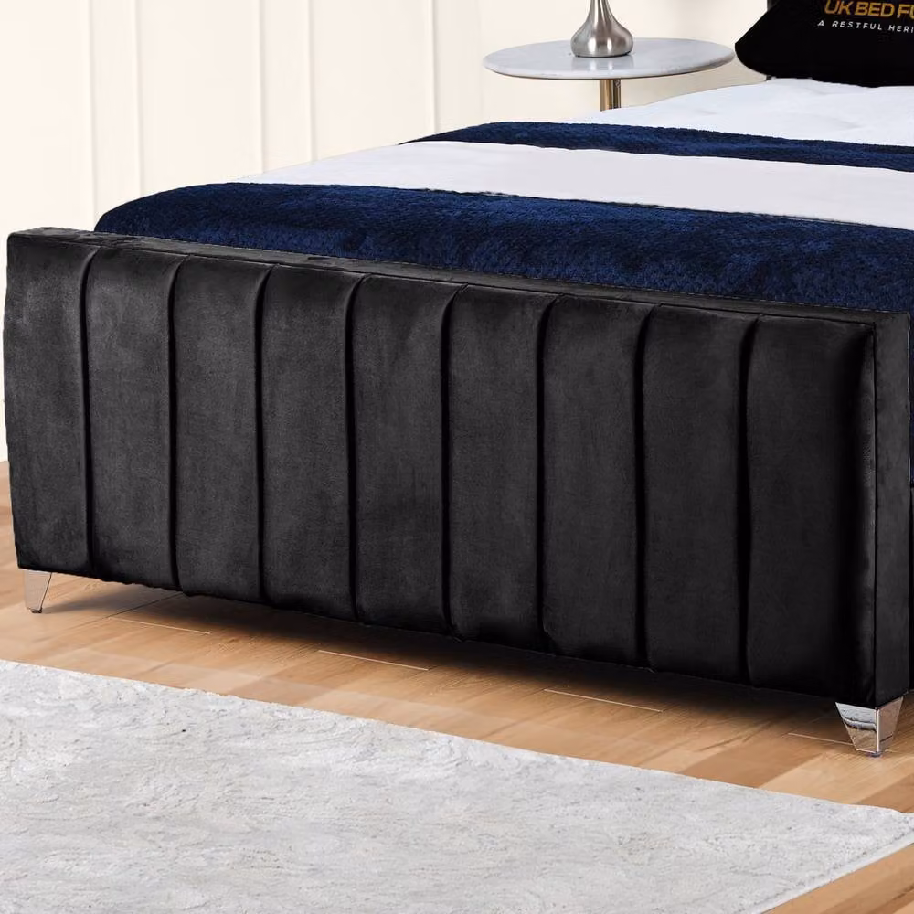 UK Bed Furniture Empire Winged Slatted Base Upholstered Bed in Black Velvet, Super King, 200 x 200 cm – 3
