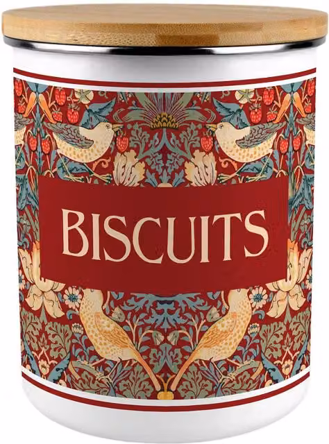 Purely Home Red Strawberry Thief Extra Large Floral Metal Biscuit Tin