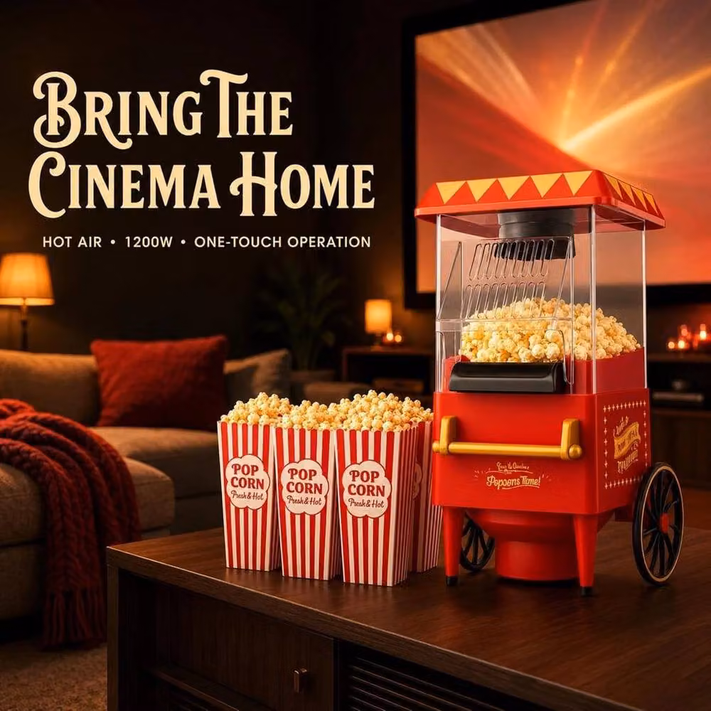 PAWNORA Retro Cinema Hot Air Popcorn Maker in Red – 3