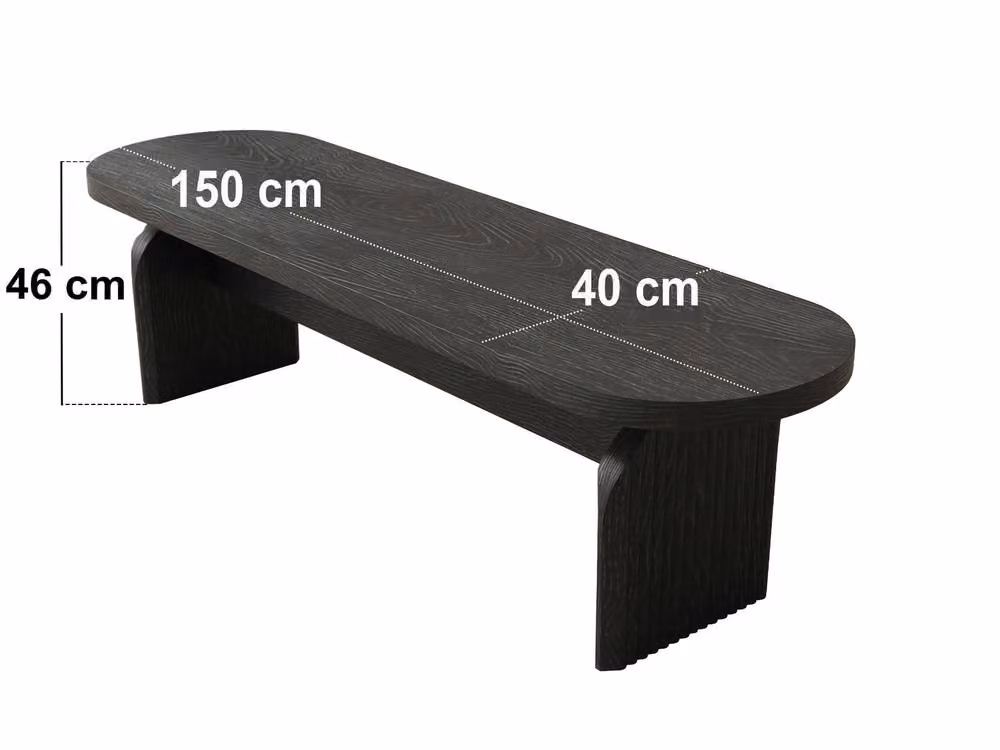 Solace+Co Varm Ribbed Dining Bench in Black – 3