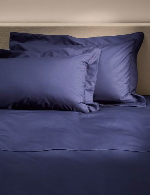 M&S 2 Pack Egyptian Cotton 230 Thread Count Percale Oxford Pillowcases in Midnight Navy Blue