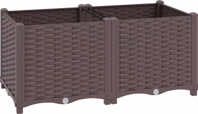 Outsunny Brown Plastic Raised Garden Bed with Legs, Self-Watering Elevated Planter Box with Drainage Holes and Plugs, W/D/H: 80 x 40 x 37 cm