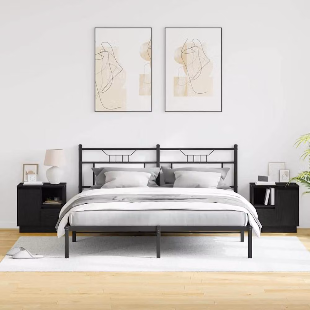 Berkfield Home Traditional Bedside Cabinets with Integrated LED Lighting, Black Oak, Set of 2, W: 50 cm, D: 34 cm, H: 50 cm – 4