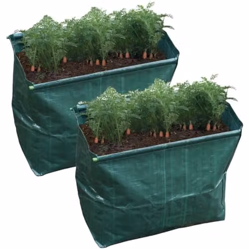 mysmartbuy Set of 2 Green Carrot Planter Grow Bags with Drainage Holes, H40 x W45 x D27 cm