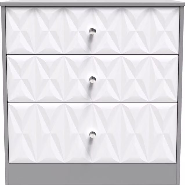 Ready Assembled 2 U Memphis 3 Drawer Deep Chest in Mid Grey