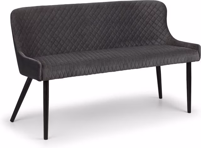 Julian Bowen Luxe Diamond Quilted Upholstered High Back Dining Bench in Grey, W143 x H81 x D62 cm – 7