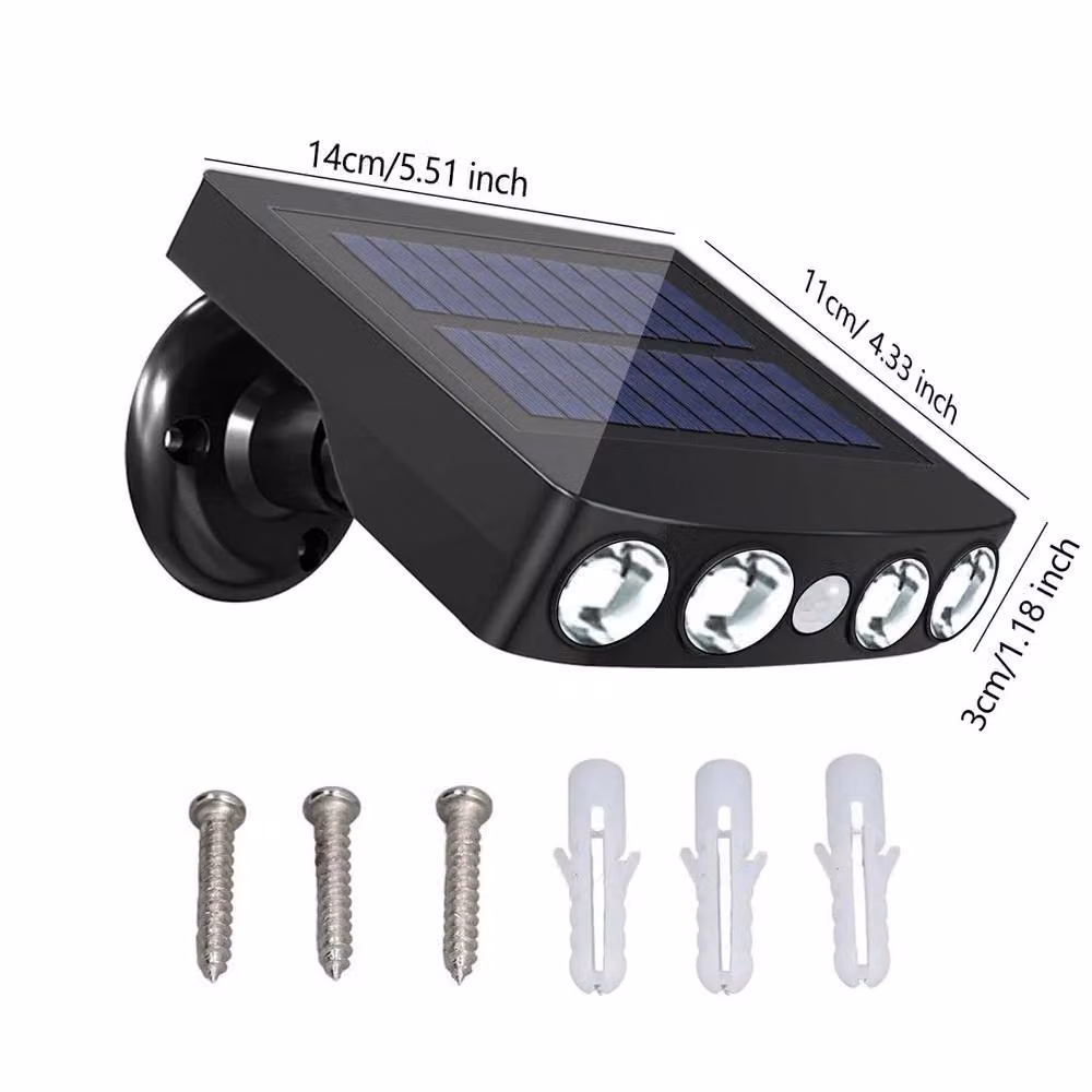 EONLION Solar Powered LED Outdoor Wall Light with Motion Sensor in Black – 2