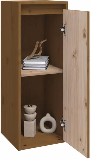 Berkfield Home Set of 2 Wall Mounted Solid Wood Pine Cabinets in Honey Brown, W/D/H: 30 x 30 x 80 cm – 1