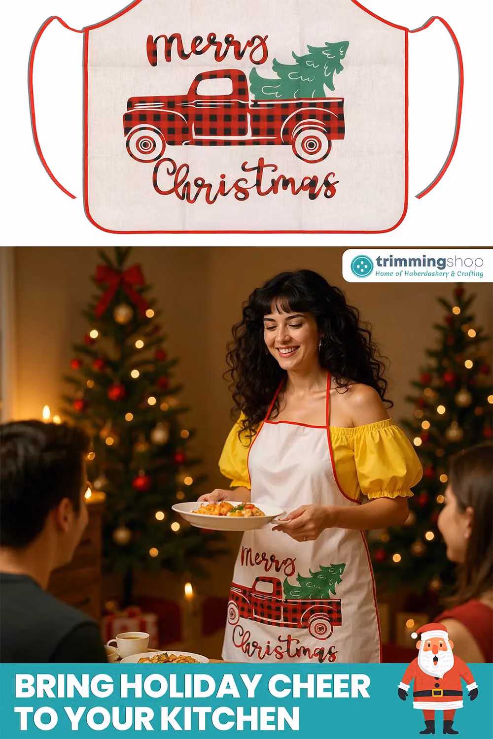 Neel Blue Polyester Christmas Apron, W: 60 cm, H: 70 cm – 3
