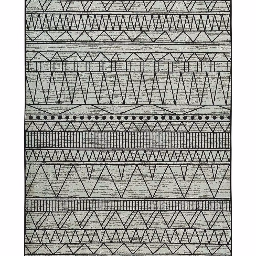 Wyld and Coco Geometric Woven Polyester Rug in Black and Grey, W: 160 cm, L: 230 cm – 2