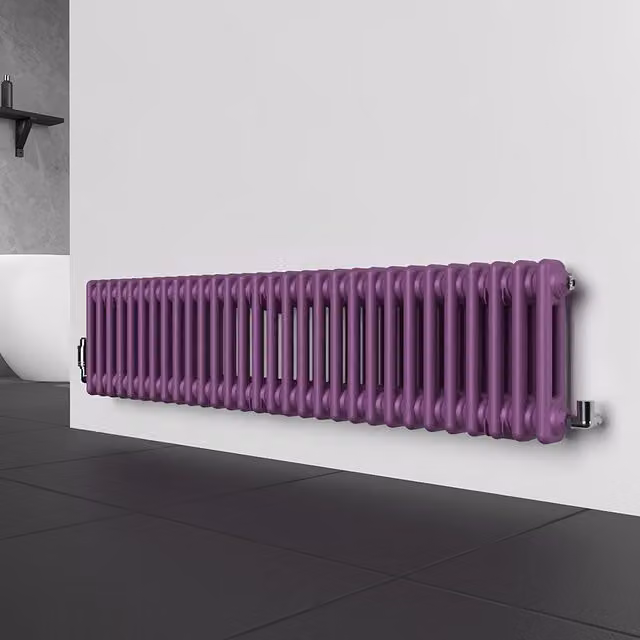 Lux Heat Horizontal Column Radiator in Pretty Plum Purple, 2 Column, W: 300 mm x H: 1370 mm