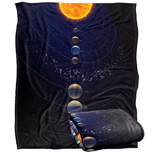 Bcreative Reinders Solar System Silky Touch Super Soft Fleece Throw Blanket in White and Multicolour, W/D/H: 152 x 127 cm – 1