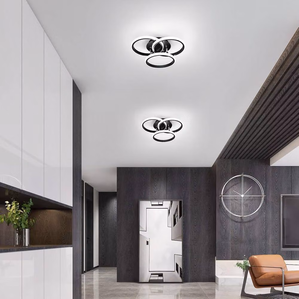 Goeco 42W Dimmable LED Ceiling Light with 3 Rings in Black – 2