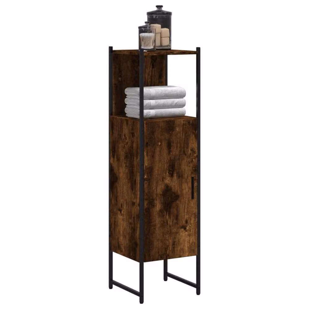 Berkfield Home Wall Mounted Bathroom Cabinet in Smoked Oak Brown, W/D/H: 33 x 33 x 120.5 cm – 2