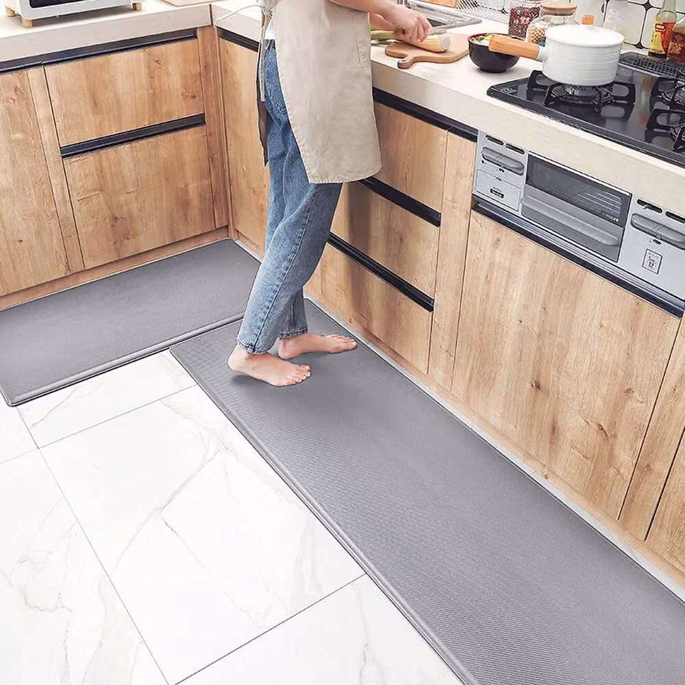 KORVIXA Grey Thick PU Anti-Fatigue Kitchen Mat, W: 100 cm x D: 110 cm – 3