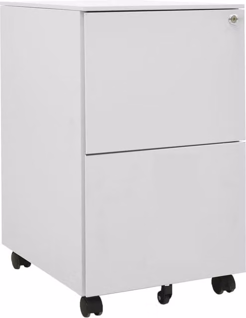 Berkfield Home Mobile File Cabinet in Light Grey Metal with Lock and Castors, W/D/H: 39 x 45 x 67 cm