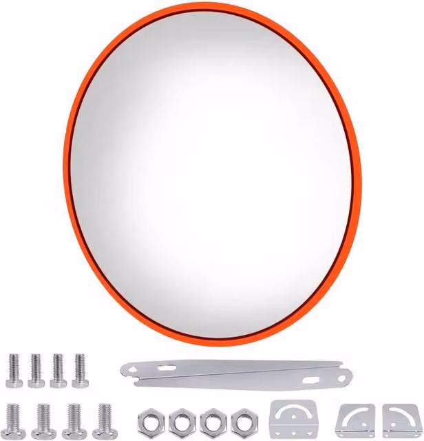 NESTLUNE Orange Traffic Mirror for Driveway and Road Safety, W: 100 cm, H: 60 cm