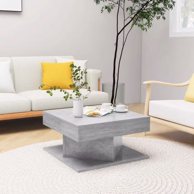 Berkfield Home Modern Square Coffee Table in Concrete Grey, W/D/H: 57 x 57 x 30 cm