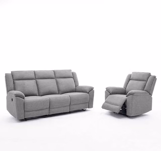 More4Homes Skye 3 and 1 Linen Electric Recliner Sofa Set in Grey