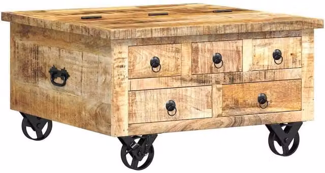 Berkfield Home Square Mango Wood Coffee Table in Brown, W/D/H: 70 x 70 x 40 cm