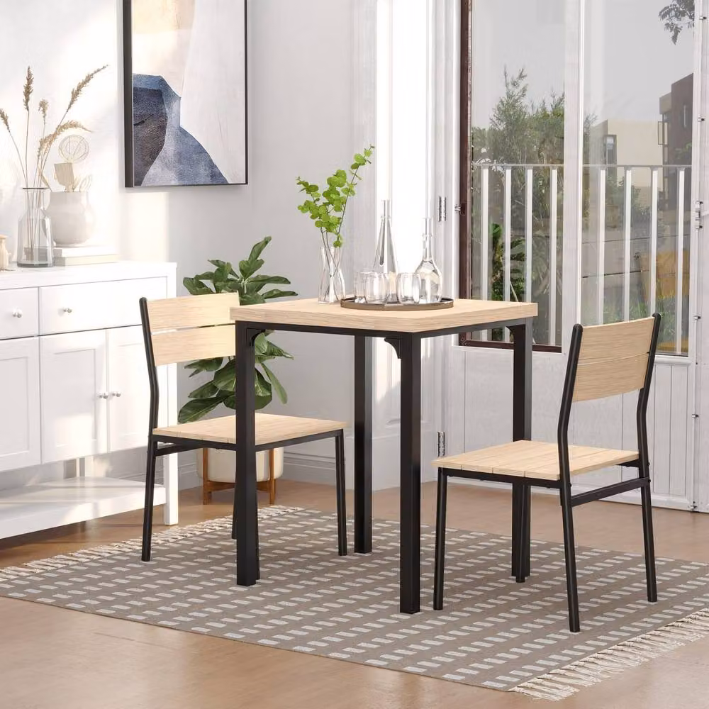 Wyld Haus Lalara 3 Piece Modern Dining Set in Brown and Black – 3