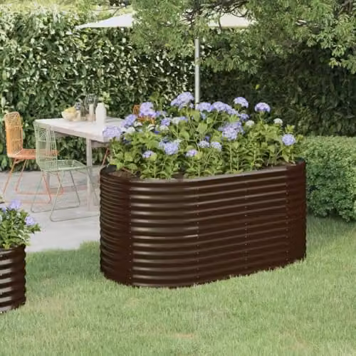 vidaXL Galvanised Steel Raised Garden Bed in Brown, W/D/H: 152 x 80 x 68 cm – 2