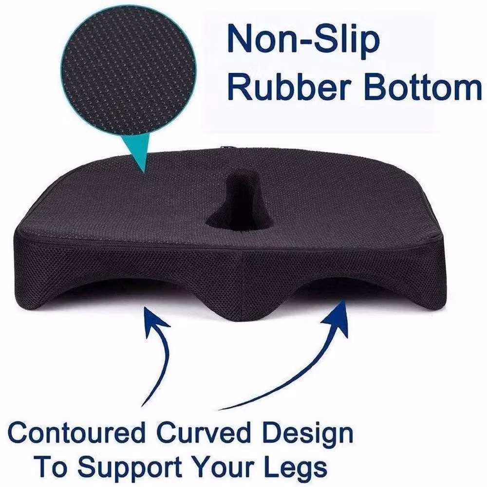 KORVIXA Black Memory Foam Contoured Tailbone Comfort Chair Seat Cushion, W: 100 cm, L: 190 cm – 2