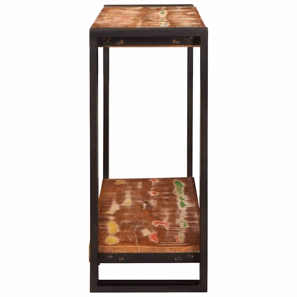 Berkfield Home Multicolour Industrial Console Table in Solid Reclaimed Wood, W: 90 cm, D: 33 cm, H: 75 cm – 3