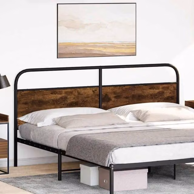 Berkfield Home Smoked Oak Headboard in Brown, Steel and Engineered Wood, 180 cm – 1